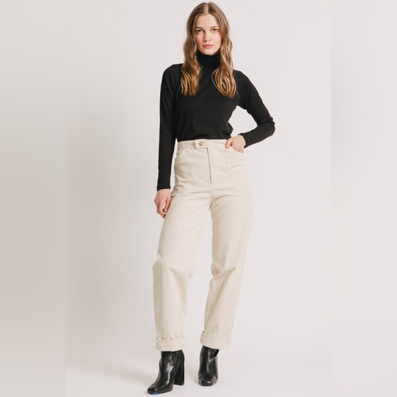 Vanilla Corduroy High Waisted Straight Leg with slight Barrel Leg Pants, Canada - Picture 13 of 13